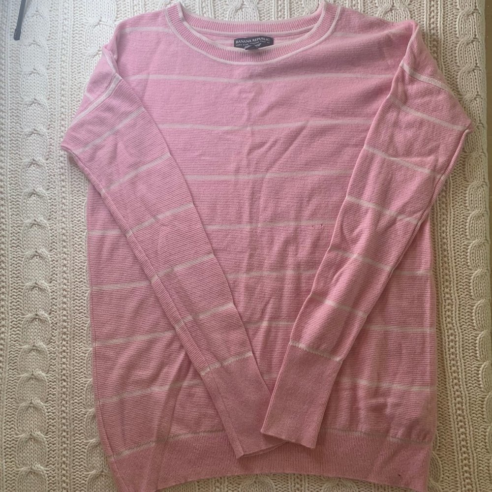 Banana Republic Pink and White Stripe Sweater